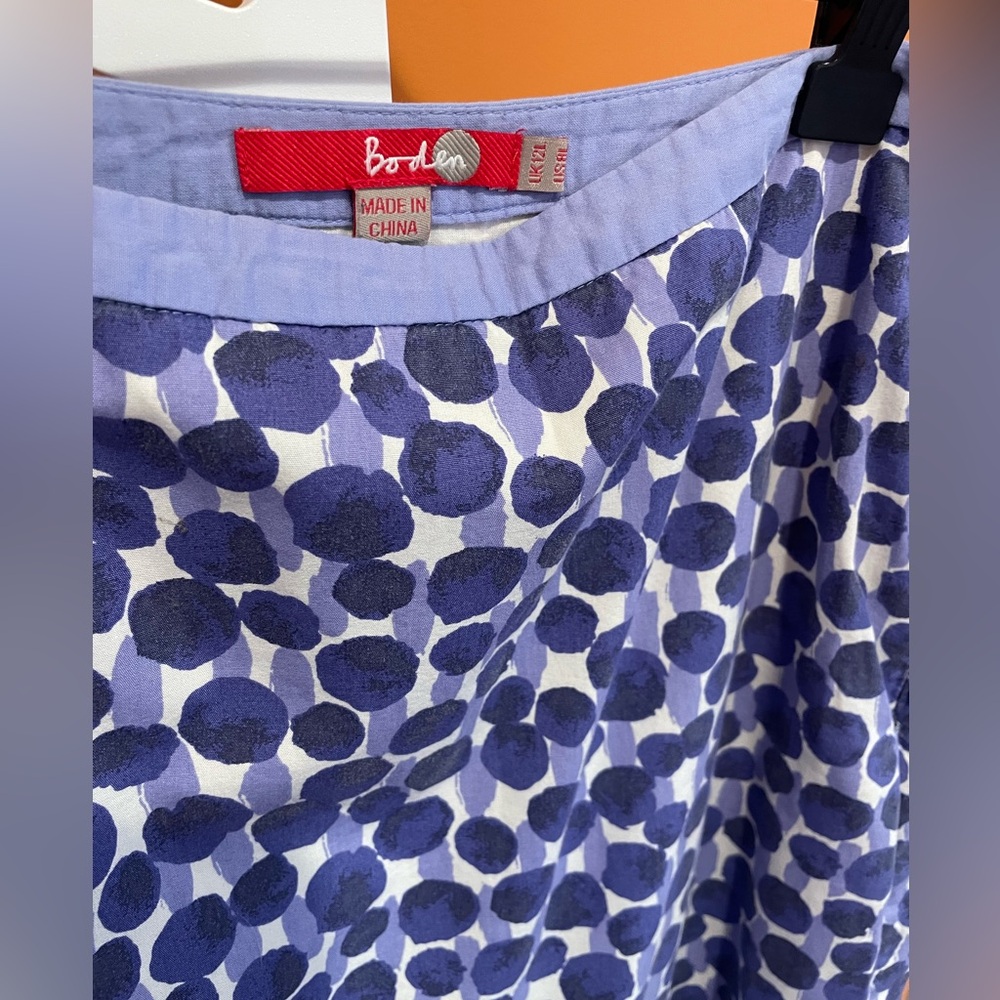 Boden Purple and White Patterned Skirt